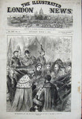 Original Old Antique Print Thanksgiving Lord Mayor City Sword Queen Temple 1872