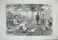 Original Old Antique Print 1871 Rotten Row London Policeman Woman Children Dog