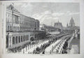Original Old Antique Print Thames Embankment Waterloo Bridge River 1870 Guards