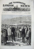 Original Old Antique Print Address King Denmark Thingvalla Iceland Men 1874