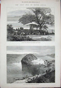 Original Old Antique Print 1879 Zulu War Africa Fort Pearson Tugela River Trees