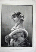Original Old Antique Print Lady Woman Dressed Opera Mcleans Haymarket Art 1883