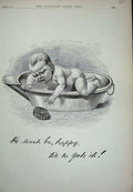 Original Old Antique Print 1888 Advertisement Pears Soap Baby Bath Cleaning