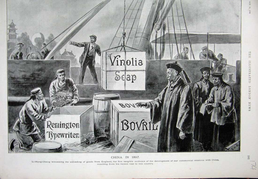 Old Antique Print 1896 Advertisement Bovril Vinolia Soap Remington Ship 19th