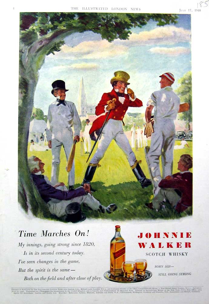 Antique Old Print 1948 Advertisement Johnnie Walker Whisky Kershaw Mg Car 20th