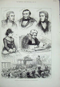 Old Antique Print Royal Court Justice 1883 Trial Russell Hyland Coleridge 19th