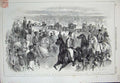 Original Old Antique Print 1847 Ascot Races Royal Cortege Horses Sport 19th