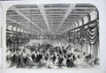 Original Old Antique Print 1865 Ball President Lincoln Hall Office Washington