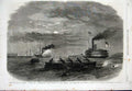 Old Antique Print Civil War America 1861 Potomac Freestone Ships Galley 19th