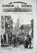 Old Antique Print 1876 American Festival Exhibition Philadelphia Street 19th