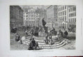 Original Old Antique Print 1873 Fountain Raphael Donner Neumarkt Vienna People