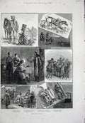 Original Old Antique Print 1883 Robber Life Hungary Shepherd Prison Highway