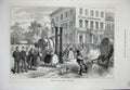 Old Antique Print 1873 Vienna Watering Streets Buildings People Dog Water 19th