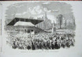 Original Old Antique Print 1857 Inauguration Statue Queen Peel Park Salford