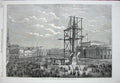Original Old Antique Print 1863 Unveiling Wellington Monument Liverpool England