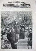 Original Old Antique Print 1885 Royal Visit Leeds Prince Wales Victoria Hall