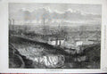 Old Antique Print 1873 View Bradford Cliff Quarry Industry Chimneys Art 19th