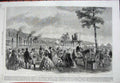 Original Old Antique Print 1861 Implement Yard Royal Agricultural Show Leeds
