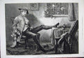 Old Antique Print 1875 Lumley Fine Art Man Sleeping Chair Window Candle 19th