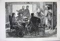 Original Old Antique Print 1872 Pasquier Fine Art Unwelcome Guest Men Table Inn