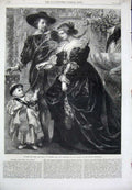 Old Antique Print 1865 Rubens Wife Child Masters British Institution Art 19th