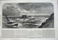 Old Antique Print 1865 Gale Tynemouth Stormy Sea Ships Life-Boat Fine Art 19th