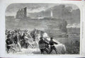 Antique Old Print Orginal 1865 Rocket-Line Tynemouth Volunteer Life-Brigade Sea
