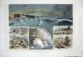 Original Old Antique Print 1881 Storm Dover Colour Admiralty Pier Warden 19th