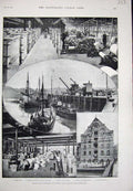 Old Antique Print 1890 Lever Brothers Soap Works Port Sunlight Birkenhead 19th