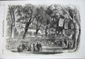 Original Old Antique Print 1856 Peace Commemoration Lynn School Children Flags