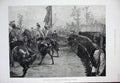 Original Old Antique Print 1882 Royal Review Brigade Life Guards Marching Queen