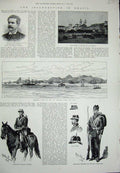 Original Old Antique Print 1893 Brazil Infantry Siers Rion Janeiro Mello Pedro