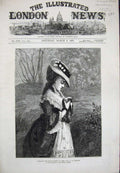Original Old Antique Print 1873 Dudley Gallery Art Woman Dead Bird Lady Country