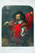 Original Old Antique Print 1856 Colour Standard Bearer Man Uniform Gilbert 19th