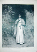 Old Antique Print 1891 Knowles Fine Art Rose Devon Beautiful Woman Lady 19th