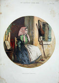 Original Old Antique Print 1856 Colour Boulogne Fish Girl Street Scene Woman