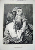 Original Old Antique Print 1874 Dobson Fine Art Little Girls Children Nursery