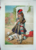 Original Old Antique Print 1873 Tidey Colour Little Girl Uniform Guard Dog 19th