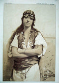 Original Old Antique Print 1887 Sepia Portrait Pacha Beautiful Slave Girl 19th