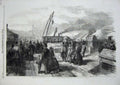 Original Old Antique Print 1859 Deck Great Eastern Ship People 19th
