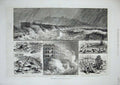 Original Old Antique Print Storm Dover 1881 Admiralty Pier Lord Warden Sea Quay