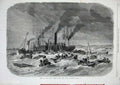 Old Antique Print 1865 Scene River Thames Gale Storm Ships Boats Fine Art 19th