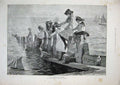 Old Antique Print 1886 Little Children Fishing Sea Yachts Fish Dudley Art 19th