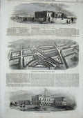 Old Antique Print 1846 Kingstown Yacht Club House Railway Terminus Lonon 19th