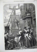 Original Old Antique Print 1869 Duke Wellington Birthday Painting Sign Inn Art