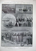 Original Old Antique Print 1903 Sardine Famine France Fishery Brittany Fishing