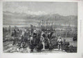 Original Old Antique Print 1871 Sardine Fishery Coast Brittany France Boats Art