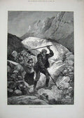 Old Antique Print 1884 Killing Vipers Snakes Forest Fontainebleau Hunting 19th