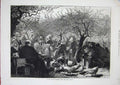 Old Antique Print 1873 Fete Day Normandy France Apple Harvest Trees Art 19th