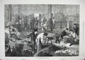 Antique Old Print *0315 1874 Poultry Market Halles Centrales Paris France Art
